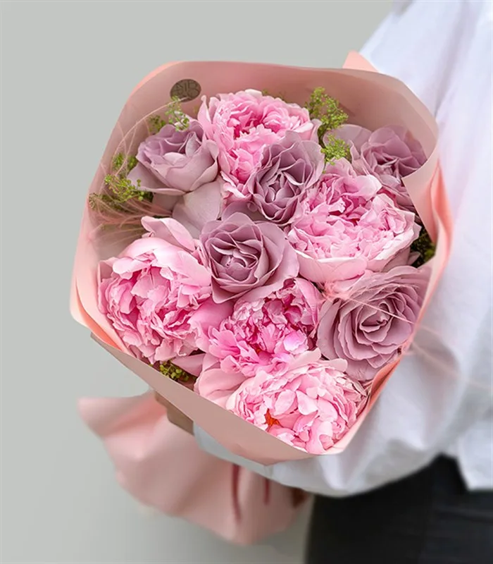 Alessa Lila Gül Pembe Şakayık Buketi